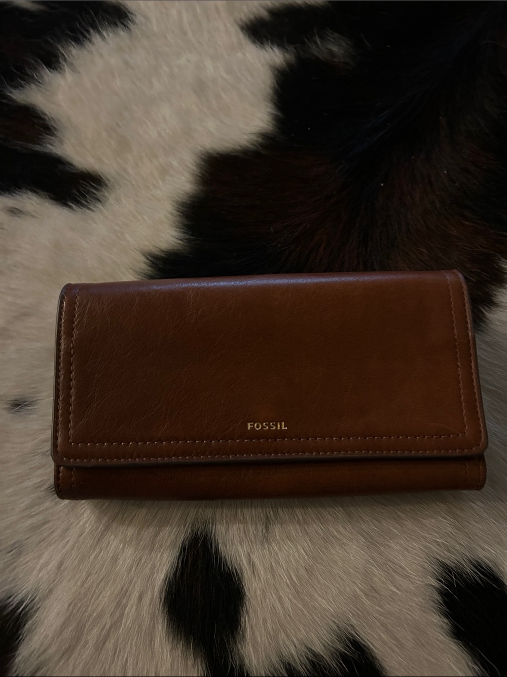 Fossil Brown Leather Trifold Wallet for Women